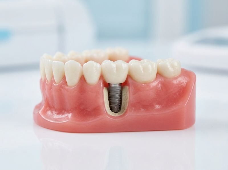 Dental implant with ceramic crown — permanent replacement for a missing tooth